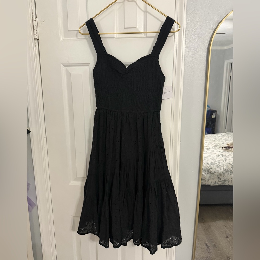 America Eagle black eyelet dress M